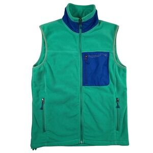 Vineyard‎ Vines Mens Full Zip Fleece Vest Green Blue Small Whale Logo Mock Neck